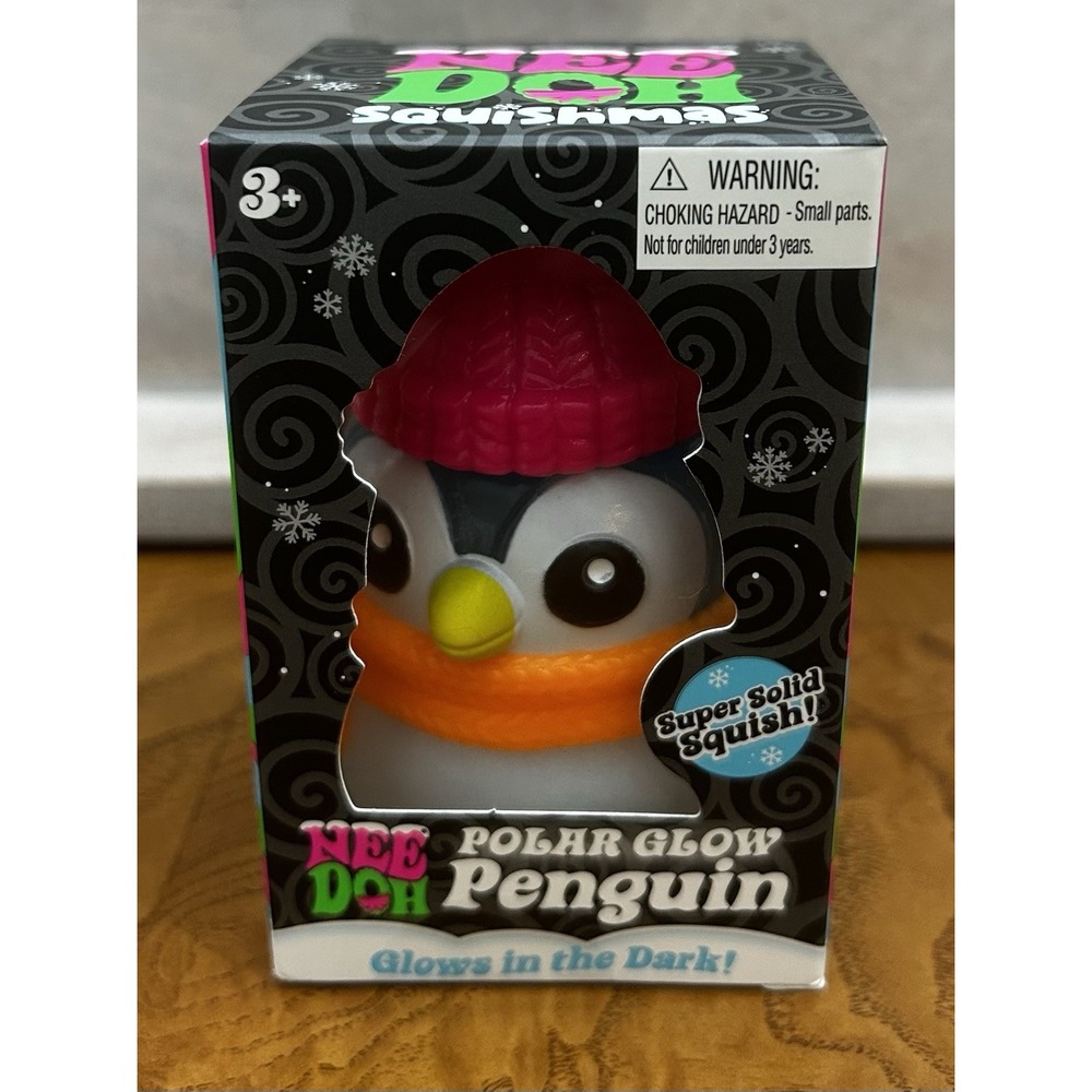 Nee Doh Polar Glow Penguin Super Solid Squish Glow in the Dark 4+ Squeeze Toy